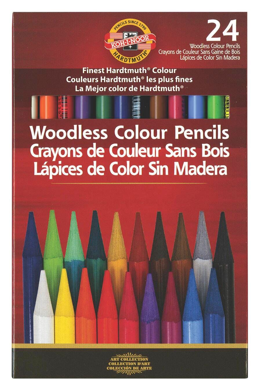 Koh-I-Noor Smooth Woodless High-Density Colored Pencils, Assorted